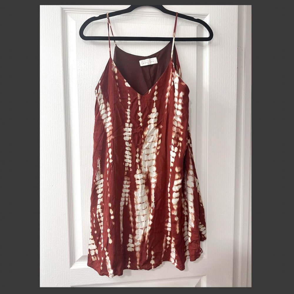 American Thread's Burnt Orange and White Mini Dress